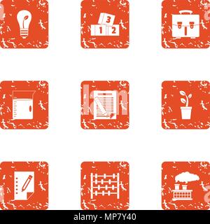 Monetary ecology icons set, grunge style Stock Vector