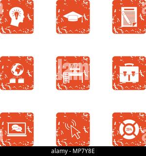 Working fluid icons set, grunge style Stock Vector