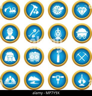 Mining minerals business icons set, simple style Stock Vector