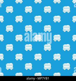 Mine cart pattern vector seamless blue Stock Vector