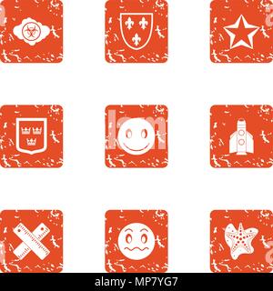 Protecting the past icons set, grunge style Stock Vector