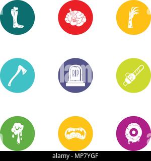 Rip icons set, flat style Stock Vector