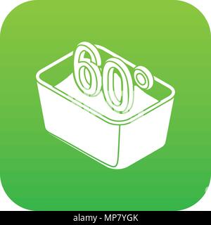Hand wash 60 degrees celsius icon green vector Stock Vector