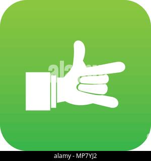 I Love You hand sign icon digital green Stock Vector