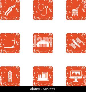 Hunt down icons set, grunge style Stock Vector