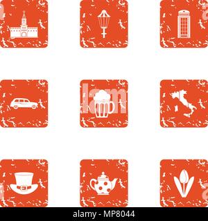 Come together icons set, grunge style Stock Vector