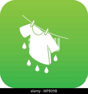 Shirt drying icon green vector Stock Vector
