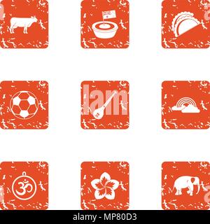 Rehearsal icons set, grunge style Stock Vector