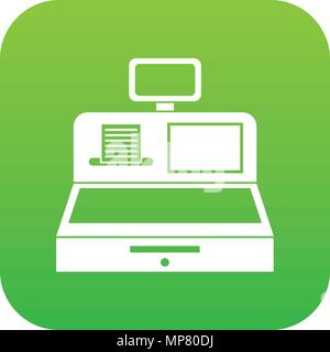 Cash register with cash drawer icon digital green Stock Vector