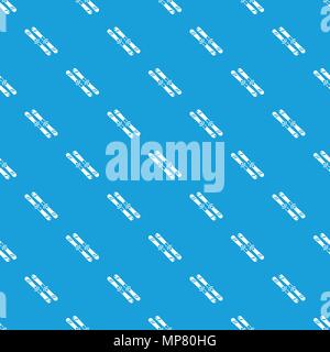 Skiing pattern vector seamless blue Stock Vector