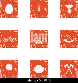 Concoction icons set, grunge style Stock Vector