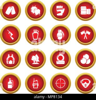 Paintball icons set, simple style Stock Vector