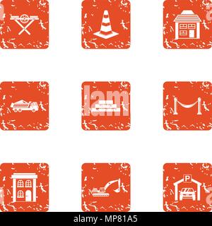 Communal service icons set, grunge style Stock Vector