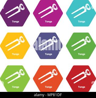 Tongs icons set 9 vector Stock Vector