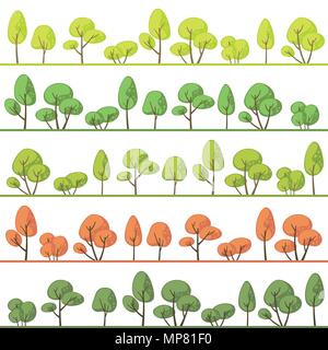 Landscapes with abstract trees in different colors Stock Vector