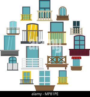 Window forms icons set in flat style Stock Vector