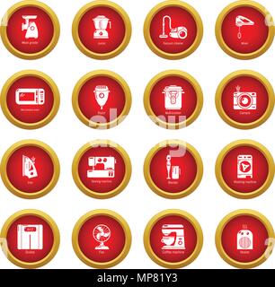 Domestic appliances icons set, simple style Stock Vector