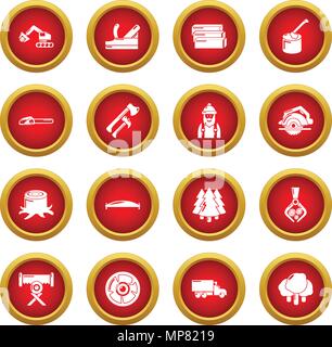 Timber industry icons set, simple style Stock Vector