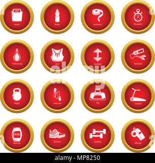 Gym sport icons set, simple style Stock Vector