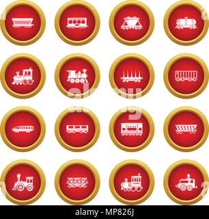 Railway carriage icons set, simple style Stock Vector