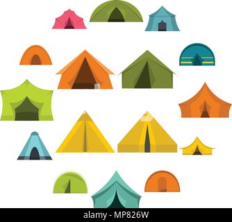 Tent forms icons set in flat style Stock Vector