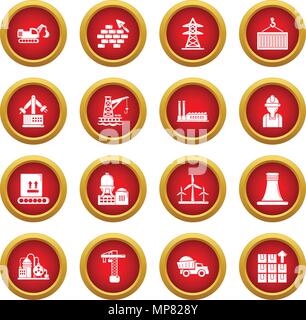Industry icons set, simple style Stock Vector