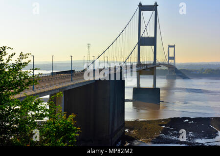 The old 1966 toll road bridge across the Rivers Severn and Wye between England and Wales carrying the M48 motorway Stock Photo