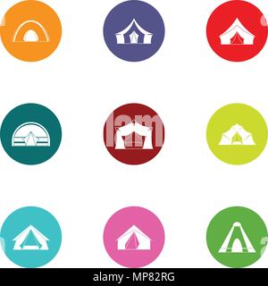 Tabernacle icons set, flat style Stock Vector