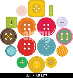 Clothes button icons set in flat style Stock Vector