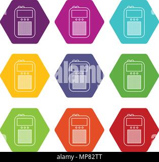 Portable radio icons set 9 vector Stock Vector