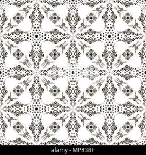 Seamless abstract flower pattern with swirls Stock Vector