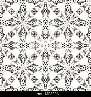 Seamless abstract flower pattern with swirls Stock Vector