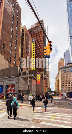 New York, USA - April 24, 2015: Street view In Midtown Manhattan on 24th street, New York City, the USA. Stock Photo