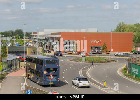 A view over Rushden Lakes, an out of town shopping centre near Rushden, Northamptonshire, UK Stock Photo