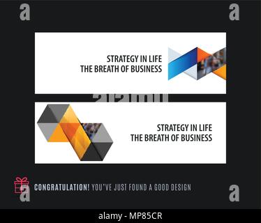 Abstract vector set of horizontal website banners with colourful triangles abstract shapes for web design. Stock Vector