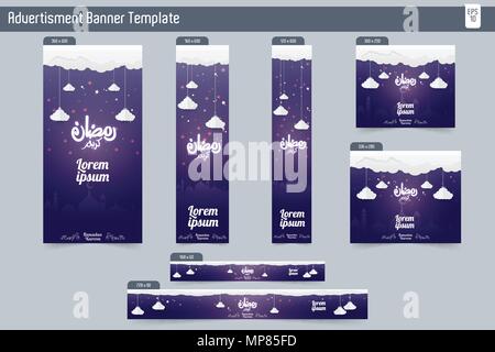 7 different Ramadan Sale Banner discount offer template vector design Stock Vector