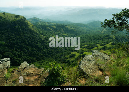 Landscape, beauty in nature, Durban, KwaZulu-Natal, South Africa, view of gorge, hills, travel destination, attraction, The Valley of 1000 hills Stock Photo