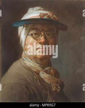 711 Jean Siméon Chardin - Self-Portrait with a Visor - Google Art Project Stock Photo