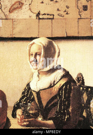 English: Officer with a Laughing Girl (detail)   circa 1657.   730 Johannes Vermeer 023 detail 01 Stock Photo