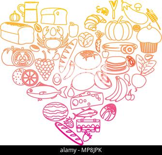 degraded line food pyramid with diet nutritional products Stock Vector