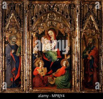 TRIPTICO DE LA VIRGEN CON EL NIÑO - 1500 - TABLAS LATERALES CON ESCENAS ...