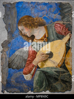 One of the most famous paintings of the angels playing instruments by Melozzo da Forli. Actually in Vatican Museums. Musician angel by Melozzo da Forli 1226 Vatican image Stock Photo