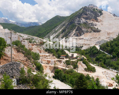 CARRARA, ITALY - May 20, 2108: The marble quarries in the Apuan Alps near Carrara, Massa Carrara region of Italy. Stock Photo