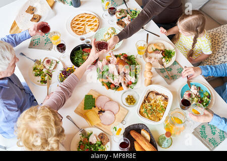 Above View of Family Dinner Stock Photo