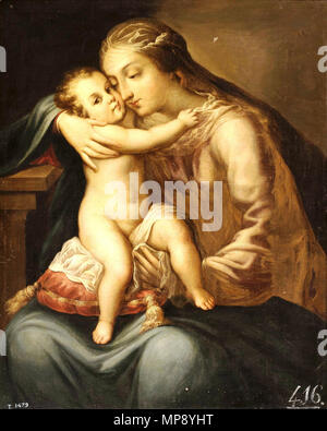 787 La Virgen con el Niño. Obra anónima del siglo XVII (Museo del Prado) Stock Photo