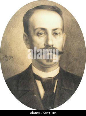 . Sava Henţia (1848 - 1904) - Portret de bărbat, semnat lateral stanga, carbune, datat 1898, 50x40cm (oval)     1097 Sava Hentia - Portret de barbat Stock Photo