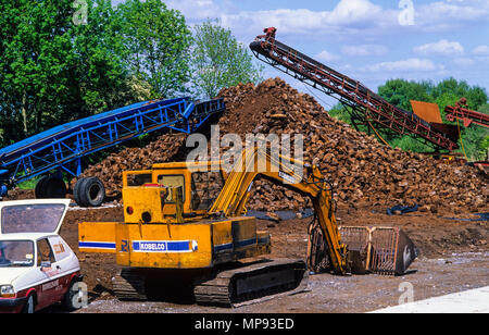 Clonfinane Bog, Peat Cutting, with EU Funds, and Extraction for compost, Co. Tipperary, Ireland, EU, Europe. Stock Photo