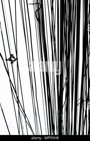 Lamp post and wire to creative for design and decoration isolate on background.Copy space.Clipping path Stock Photo