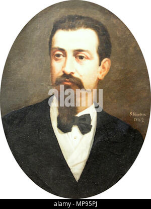 . Sava Henţia (1848 - 1904) - Portret de bărbat, semnat mijloc dreapta cu alb, datat 1887, ulei pe panza lipita pe carton, 58x47cm (oval)     1097 Sava Hentia - Portret de barbat02 Stock Photo