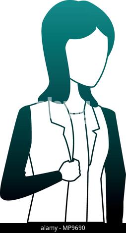 Young woman cartoon blue lines Stock Vector